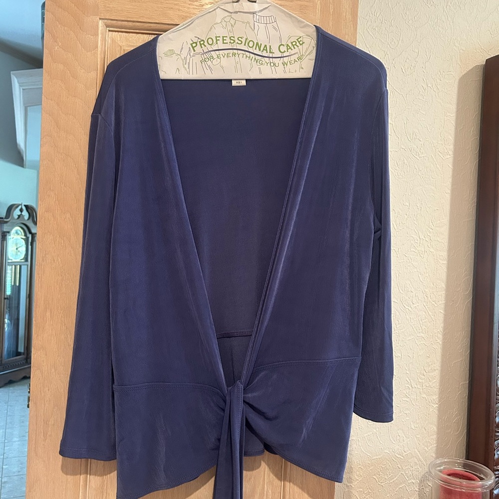 Navy Blue Tie-Front Cardigan
